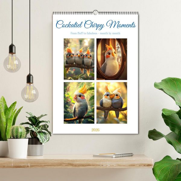 Produktbild: Cockatiel Chirpy Moments (Wall Calendar 2026 DIN A2 portrait), CALVENDO 12 Month Wall Calendar