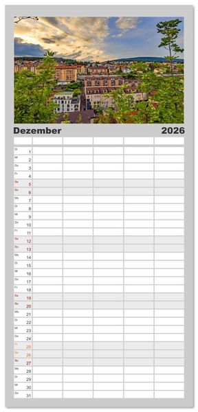 Produktbild: Familienplaner 2026 - Gr&uuml;ezi aus der Schweiz mit 5 Spalten (Wandkalender, 21 x 45 cm) CALVENDO