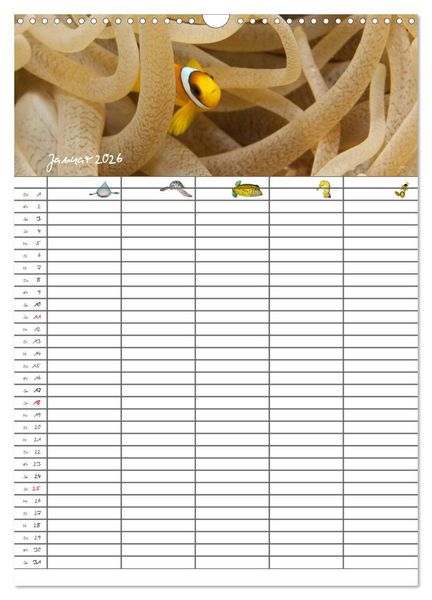 Produktbild: Der Unterwasser Familienplaner 2026 (Wandkalender 2026 DIN A3 hoch), CALVENDO Monatskalender