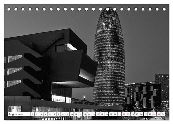 Produktbild: Barcelona Schwarz / Wei&szlig; Impressionen (Tischkalender 2026 DIN A5 quer), CALVENDO Monatskalender