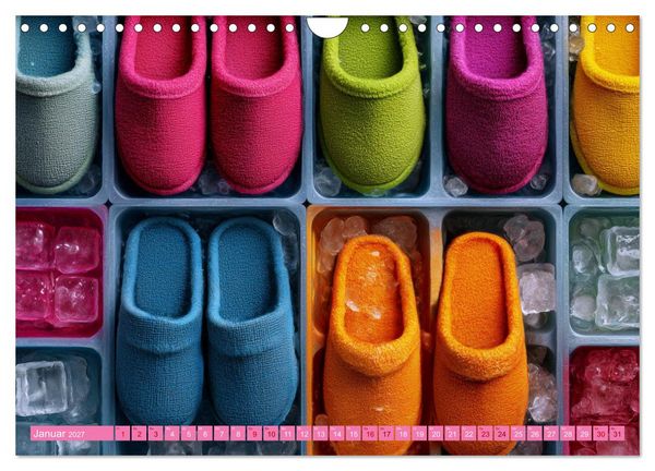 Produktbild: Schuh-verr&uuml;ckt. Pantoffel, Pumps und Co. im Ausnahmezustand (Wandkalender 2027 DIN A4 quer), CALVENDO Monatskalender