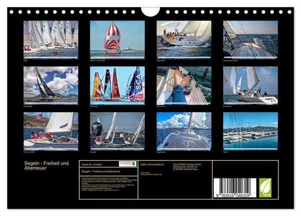 Produktbild: Segeln - Freiheit und Abenteuer (Wandkalender 2026 DIN A4 quer), CALVENDO Monatskalender