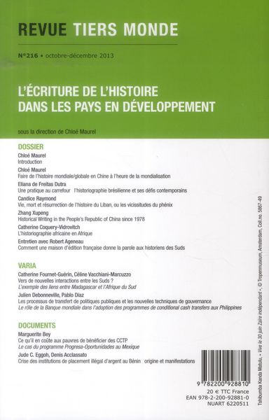 Produktbild: Revue Tiers Monde T.216; L Ecriture De L Histoire Dans Les Pays En