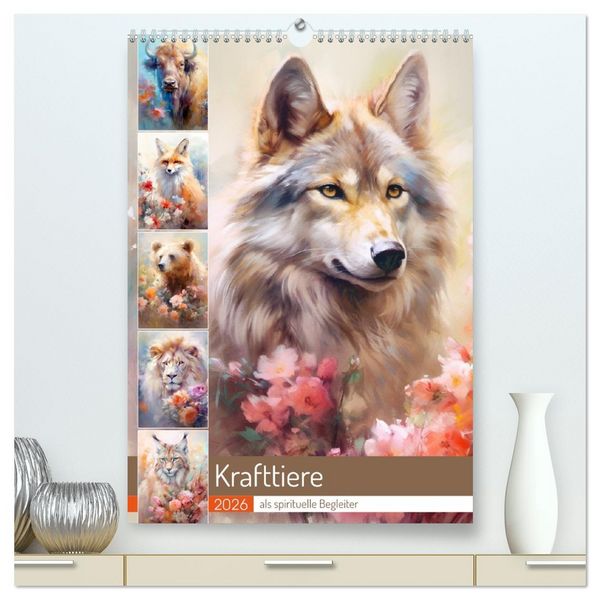 Produktbild: Krafttiere als spirituelle Begleiter (hochwertiger Premium Wandkalender 2026 DIN A2 hoch), Kunstdruck in Hochglanz