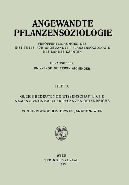 Produktbild: Gleichbedeutende Wissenschaftliche Namen (Synonyme) Der Pflanzen &Ouml;sterreichs