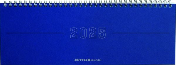 Tisch-Querkalender Papyrus Blau 2025 - Büro-Planer 29,7x10,5 cm - Tisch-Kalender - 1 Woche 2 Seiten - Ringbindung - Zett