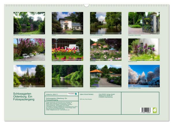 Produktbild: Schlossgarten Oldenburg. Ein Fotospaziergang (Wandkalender 2026 DIN A2 quer), CALVENDO Monatskalender
