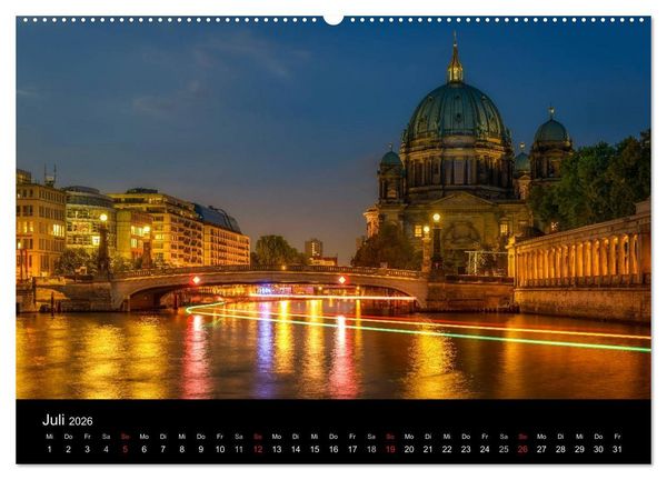 Produktbild: Berlin City bei Nacht (hochwertiger Premium Wandkalender 2026 DIN A2 quer), Kunstdruck in Hochglanz