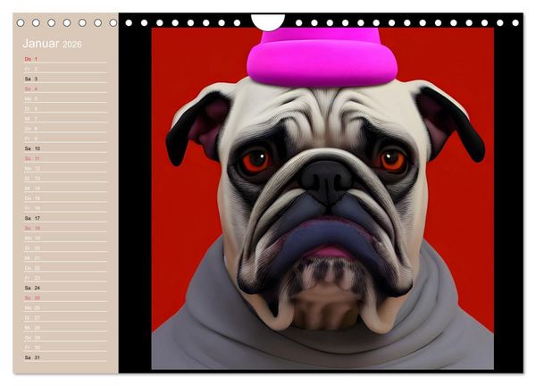 Produktbild: Graphic PoP Art Bulldogge (Wandkalender 2026 DIN A4 quer), CALVENDO Monatskalender