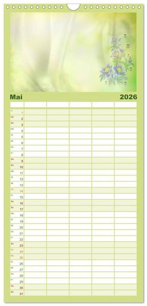 Produktbild: Familienplaner 2026 - Liebe wird im Herzen geboren mit 5 Spalten (Wandkalender, 21 x 45 cm) CALVENDO