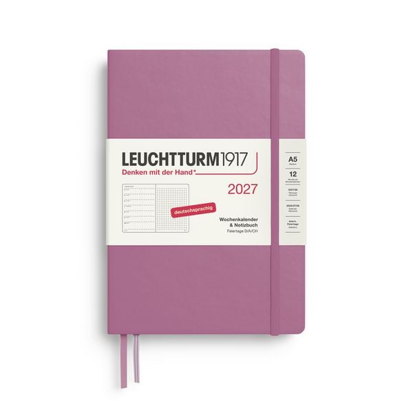 Produktbild: Wochenkalender & Notizbuch Dotted Medium (A5) 2027, Dusty Rose, Deutsch