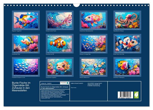 Produktbild: Bunte Fische im &Ouml;lgem&auml;lde-Stil. Zuhause in den Meerestiefen (Wandkalender 2026 DIN A3 quer), CALVENDO Monatskalender