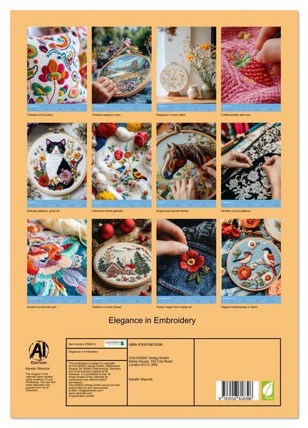 Produktbild: Elegance in Embroidery (Wall Calendar 2026 DIN A3 portrait), CALVENDO 12 Month Wall Calendar
