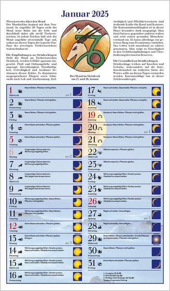'Mit dem Mond im Rhythmus 2025' - 'Streifenkalender