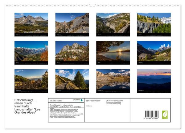 Produktbild: Entschleunigt... reisen durch traumhafte Landschaften "Les Grandes Alpes" (hochwertiger Premium Wandkalender 2027 DIN A2 quer), Kunstdruck in Hochglanz