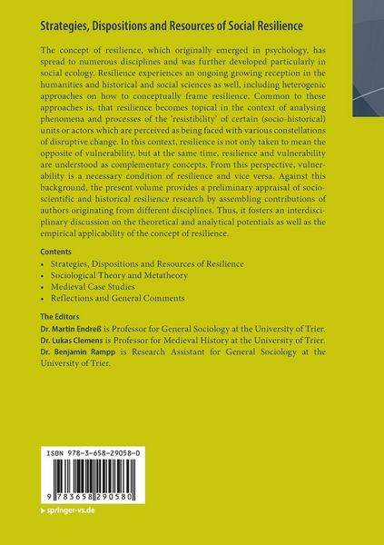 Produktbild: Strategies, Dispositions and Resources of Social Resilience