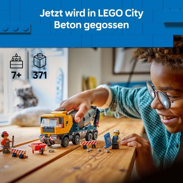 Produktbild: LEGO City 60478 Betonmischer, Spielzeug mit 3 Minifiguren f&uuml;r Kinder