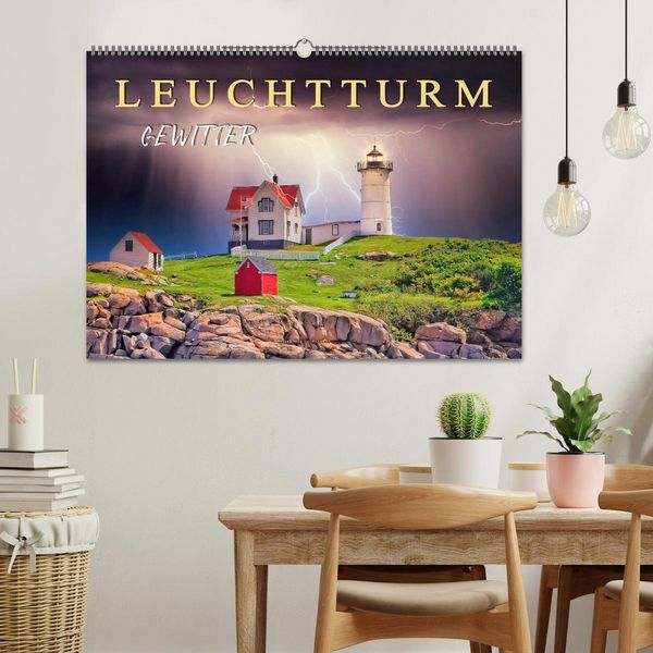 Produktbild: Leuchtturm Gewitter (Wandkalender 2026 DIN A2 quer), CALVENDO Monatskalender