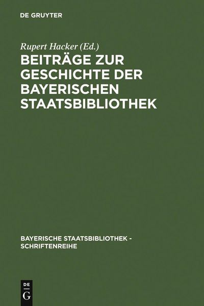 Produktbild: Beitr&auml;ge zur Geschichte der Bayerischen Staatsbibliothek