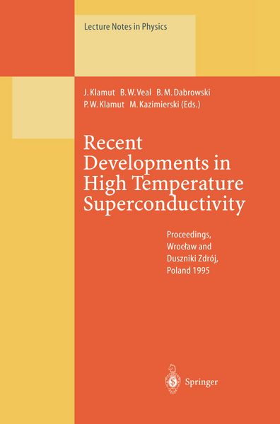 Produktbild: Recent Developments in High Temperature Superconductivity