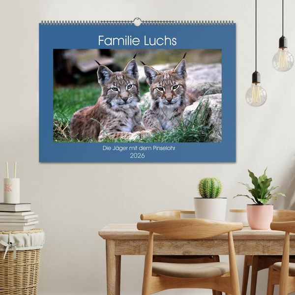 Produktbild: Familie Luchs - Die J&auml;ger mit dem Pinselohr (Wandkalender 2026 DIN A2 quer), CALVENDO Monatskalender