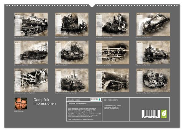 Produktbild: Dampflok Impressionen (hochwertiger Premium Wandkalender 2026 DIN A2 quer), Kunstdruck in Hochglanz