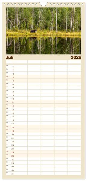 Produktbild: Familienplaner 2026 - Wildes Finnland mit 5 Spalten (Wandkalender, 21 x 45 cm) CALVENDO