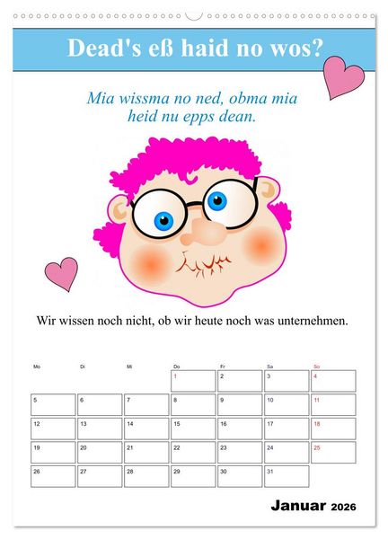 Produktbild: So a Schmarrn! Bairische Mundart (Wandkalender 2026 DIN A2 hoch), CALVENDO Monatskalender