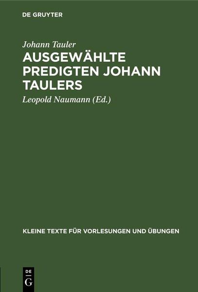 Produktbild: Ausgew&auml;hlte Predigten Johann Taulers
