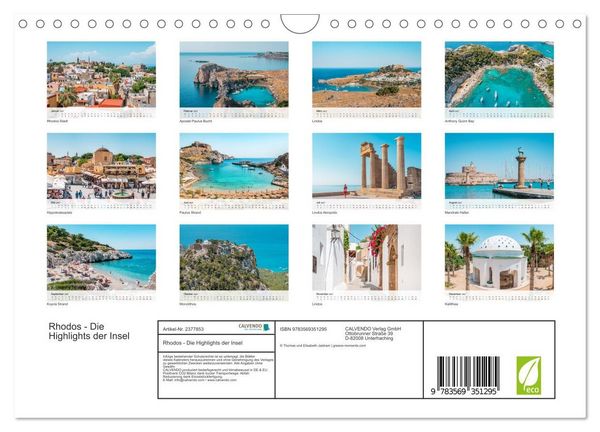 Produktbild: Rhodos - Die Highlights der Insel (Wandkalender 2027 DIN A4 quer), CALVENDO Monatskalender
