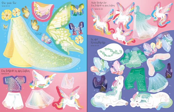 Produktbild: Mein gro&szlig;es Anziehpuppen-Stickerbuch: Regenbogen-Einh&ouml;rner und K&ouml;nigreich der Feen