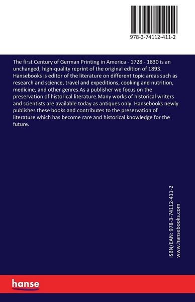 Produktbild: The first Century of German Printing in America