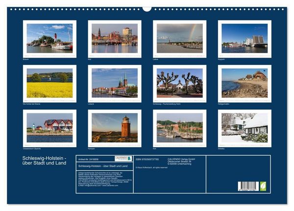 Produktbild: Schleswig-Holstein - &uuml;ber Stadt und Land (Wandkalender 2027 DIN A2 quer), CALVENDO Monatskalender