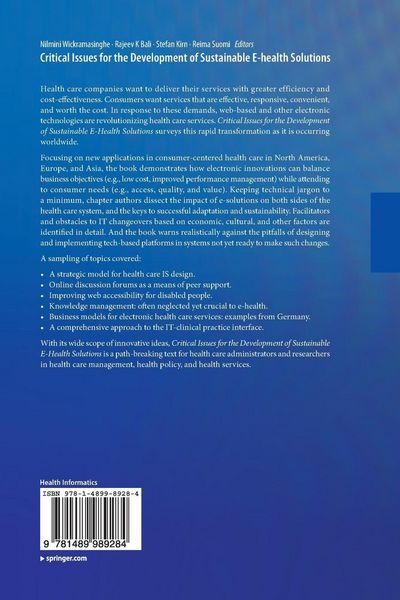 Produktbild: Critical Issues for the Development of Sustainable E-health Solutions