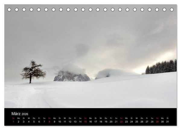 Produktbild: Die Seiser Alm im Winter (Tischkalender 2026 DIN A5 quer), CALVENDO Monatskalender