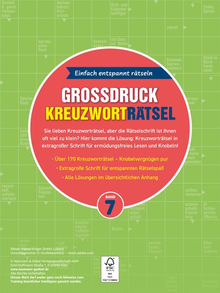 Produktbild: Gro&szlig;druck Kreuzwortr&auml;tsel Band 7 I R&auml;tselbuch f&uuml;r Senioren & Rentner