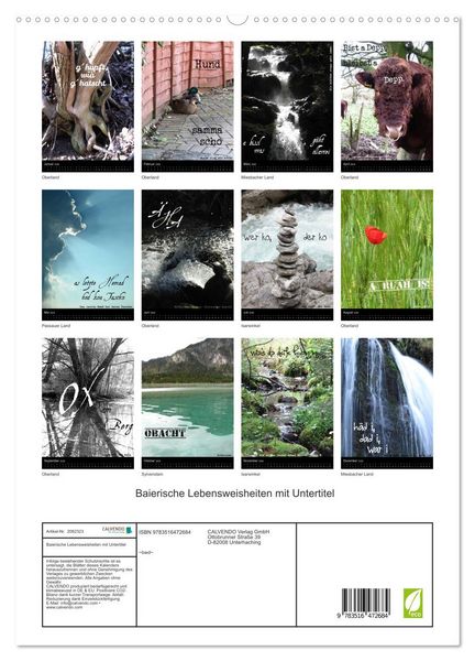 Produktbild: Baierische Lebensweisheiten mit Untertitel (hochwertiger Premium Wandkalender 2026 DIN A2 hoch), Kunstdruck in Hochglanz