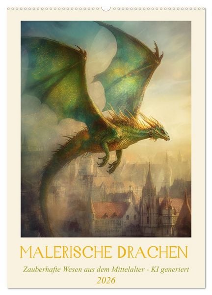 Malerische Drachen (Wandkalender 2026 DIN A2 hoch), CALVENDO Monatskalender