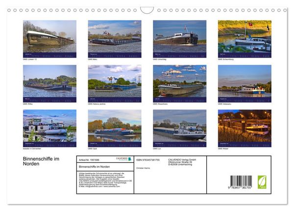 Produktbild: Binnenschiffe im Norden (Wandkalender 2026 DIN A3 quer), CALVENDO Monatskalender