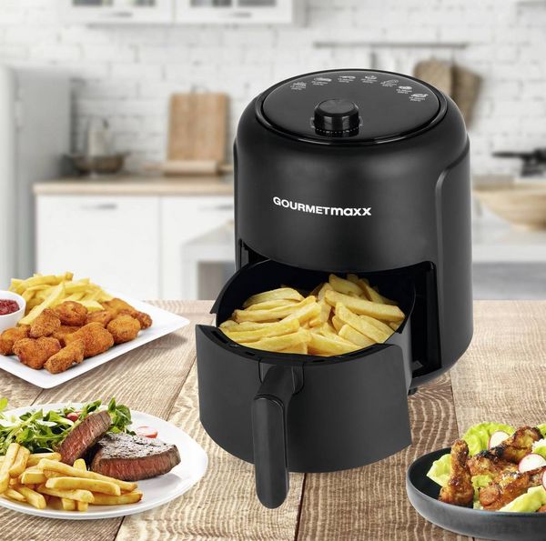 Produktbild: GourmetMaxx Hei&szlig;luft-Fritteuse 2,3l 1000W schwarz Hei&szlig;luft-Fritteuse 1000W Schwarz