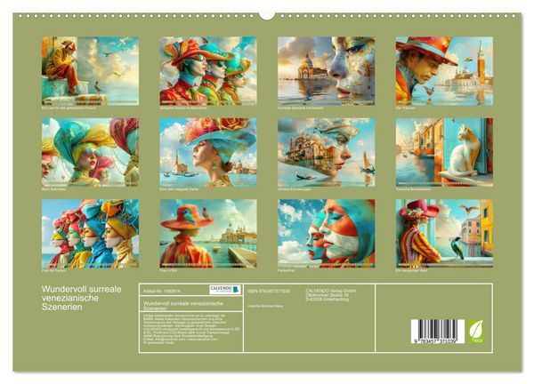 Produktbild: Wundervoll surreale venezianische Szenerien (hochwertiger Premium Wandkalender 2026 DIN A2 quer), Kunstdruck in Hochglanz