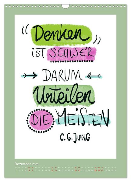 Produktbild: Nachgedacht-Spr&uuml;che und Zitate (Wandkalender 2026 DIN A3 hoch), CALVENDO Monatskalender