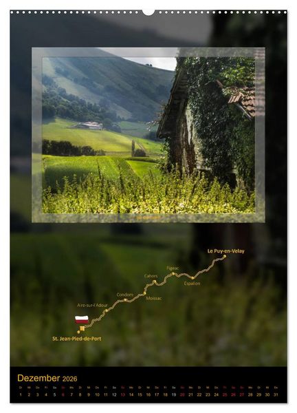Produktbild: Jakobsweg Via Podiensis (Wandkalender 2026 DIN A2 hoch), CALVENDO Monatskalender