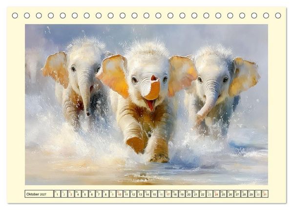 Produktbild: Sommertr&auml;ume. Elefantenkinder am Meer (Tischkalender 2027 DIN A5 quer), CALVENDO Monatskalender
