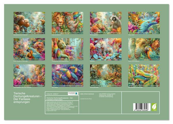 Produktbild: Tierische Dschungelkreaturen - Der Fantasie entsprungen (Wandkalender 2026 DIN A3 quer), CALVENDO Monatskalender