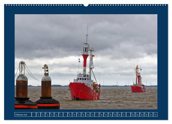 Produktbild: Feuerschiffe - Borkum Riff - Elbe 1 - Deutsche Bucht (Wandkalender 2026 DIN A2 quer), CALVENDO Monatskalender