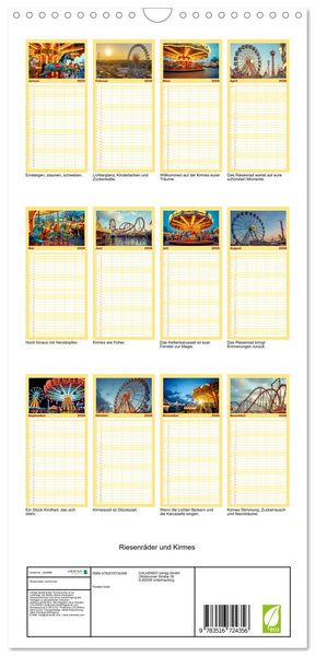 Produktbild: Familienplaner 2026 - Riesenr&auml;der und Kirmes mit 5 Spalten (Wandkalender, 21 x 45 cm) CALVENDO