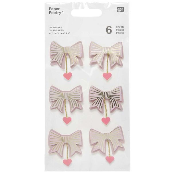 Produktbild: 3D Sticker Schleifen / Herzen, Mauve