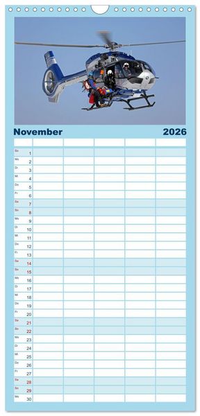 Produktbild: Familienplaner 2026 - Helikopter in der Luft 2.0 mit 5 Spalten (Wandkalender, 21 x 45 cm) CALVENDO