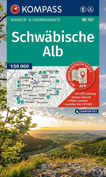 Produktbild: KOMPASS Wanderkarten-Set 767 Schw&auml;bische Alb (4 Karten) 1:50.000